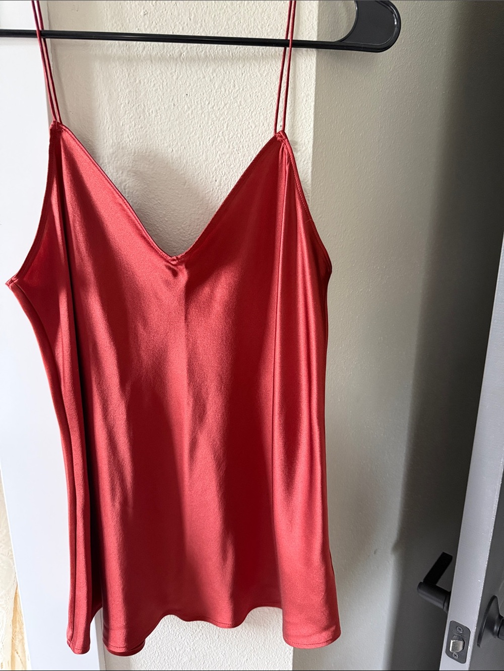 PAIGE Red Satin Camisole with Spaghetti Straps